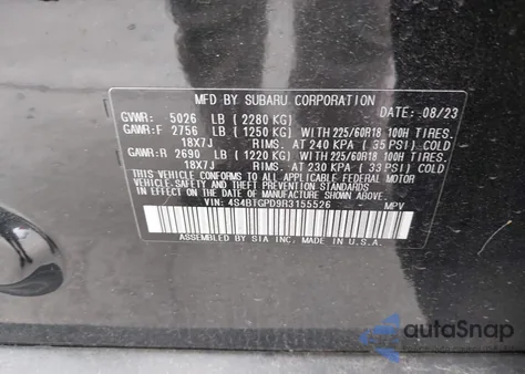 2024 Subaru Outback Touring Xt from USA, damaged, VIN 4S4BTGPD9R3155526
